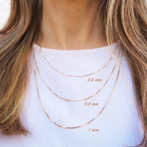 Real 10K Gold Box Chain High Quality, 18" Solid Gold Necklace Stamped 10K Italy - Picture 5 of 5